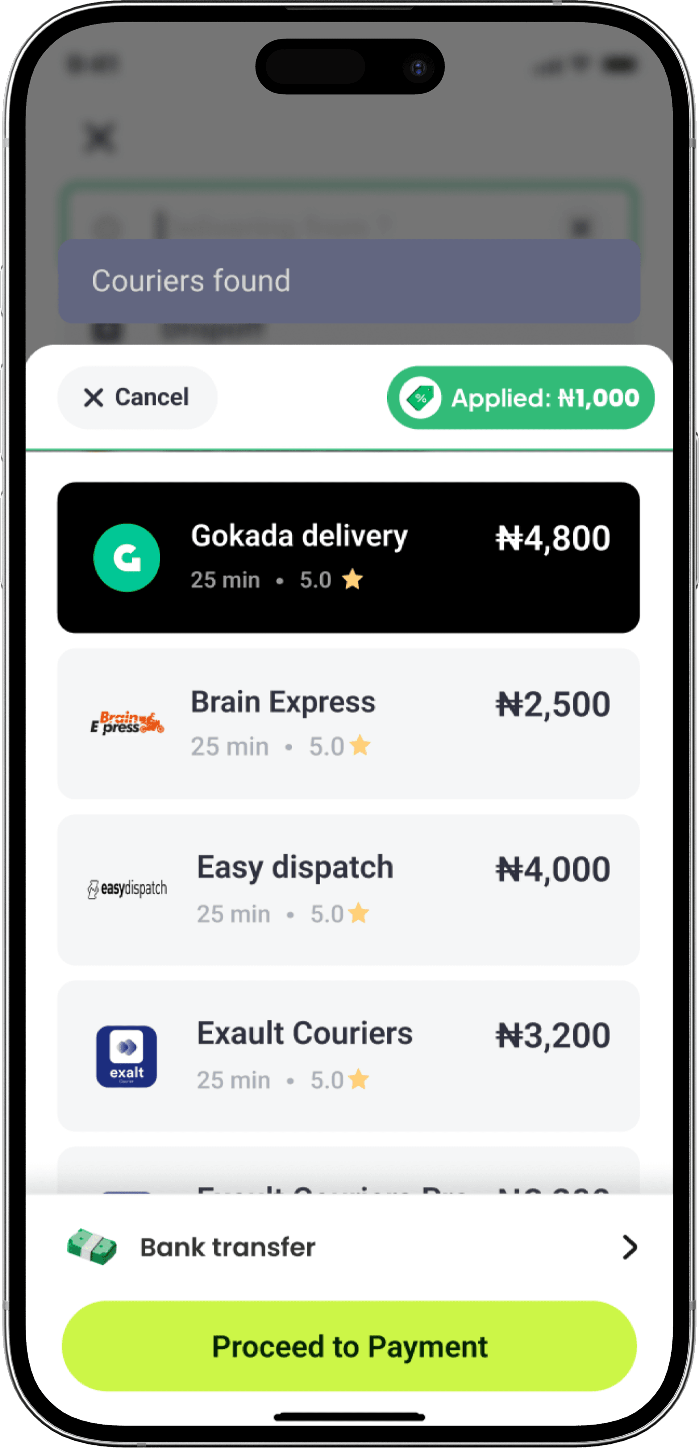 rushbox app delivery in progress mockup